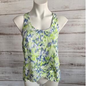 Splendid Blue White Neon Green Flowy Tanktop sz Xsmall